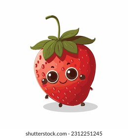 vector cute strawberry cartoon style