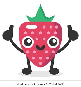 vector cute strawberry fruit character