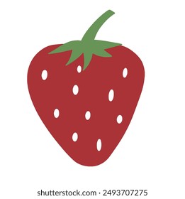 El Vector lindo de la fruta de la fresa está aislado en el fondo blanco