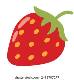 El Vector lindo de la fruta de la fresa está aislado en el fondo blanco