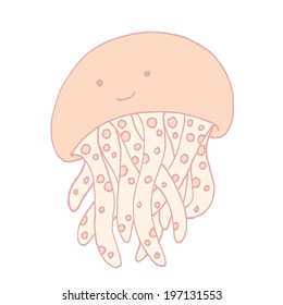 Vector cute style jellyfish illustration 