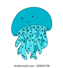 Vector cute style jellyfish illustration 