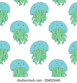 Vector cute style jellyfish pattern