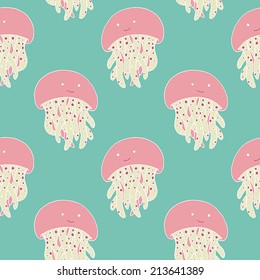 Vector cute style jellyfish pattern