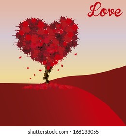 A Vector Cute Stylish Tree Heart Background