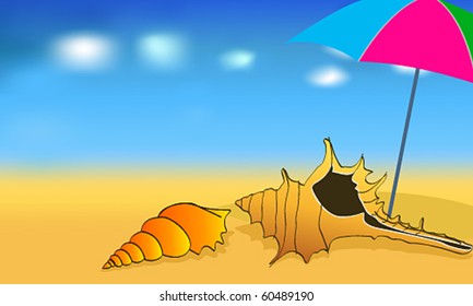 Vector cute summer beach illustration