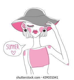 Vector cute summer fashion girls
