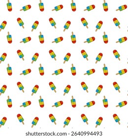 Vector cute summer pattern with ice cream on white background, summer flat fresh ice cream, summer theme, summer patterns for various products
