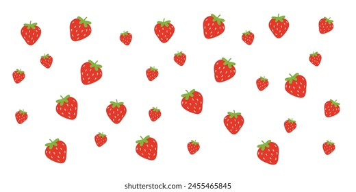 Vector cute summer pattern with strawberries and flowers on a white background, summer flat berries, summer theme, summer patterns for various products