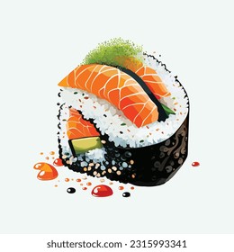estilo de dibujos animados de sushi lindo vectorial