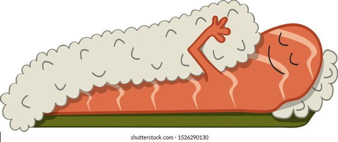 Vector cute sushi character isolated on white background