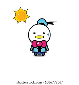 Vector cute sweaty duck design