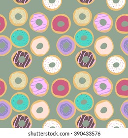 Vector cute sweet  donuts seamless pattern background