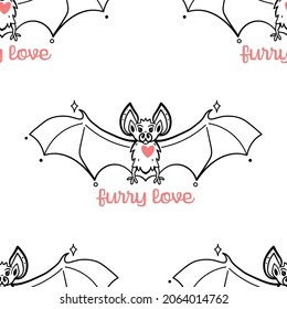 Vector Cute and Sweet Furry Love Bats seamless pattern background. Perfect for fabric, scrapbooking and wallpaper projects.