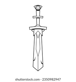 Vektorcute Schwert mittelalterliche Fantasy-Cartoon-Illustration einzeln