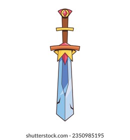 vector cute sword medieval fantasy cartoon illustration isolated