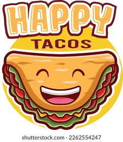 Vector cute taco cartoon icon illustration. fast food cartoon icon concept isolated