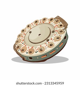 vector cute tambourine cartoon style