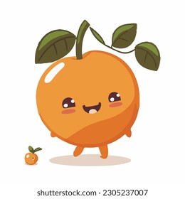 vector cute tangerine cartoon style