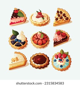 vector cute tarts cartoon style