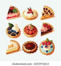 vector cute tarts cartoon style