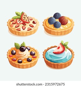 vector cute tarts cartoon style