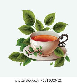 vector cute tea cartoon style