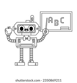 vector cute teacher robot cartoon illustration isolated