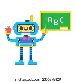 vector lindo profesor robot ilustración de dibujos animados aislados