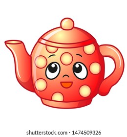 Vector cute teapot with a joyful smile.