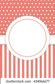 Vector of cute template in orange and white color, background with dots and lines for design your cards