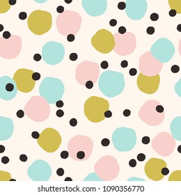 Vector cute texture with Ink Dots. Confetti seamless pattern with different sized dots. Party background.