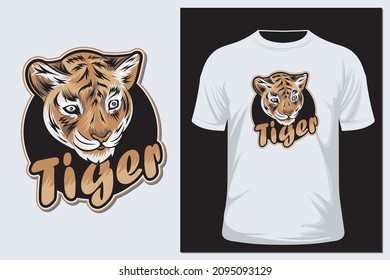 Vector cute tiger, cute animal character idea for child and kid printable stuff and t shirt, greeting card, postcard