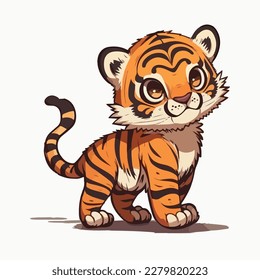 vector cute tiger cartoon style