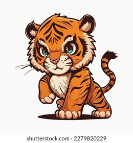vector cute tiger cartoon style