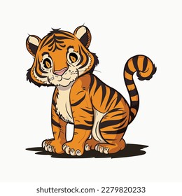 estilo de dibujos animados de tigre lindo vectorial