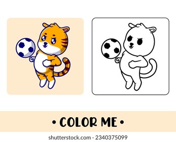 Vector cute tiger for childrens coloring page vector icon illustration