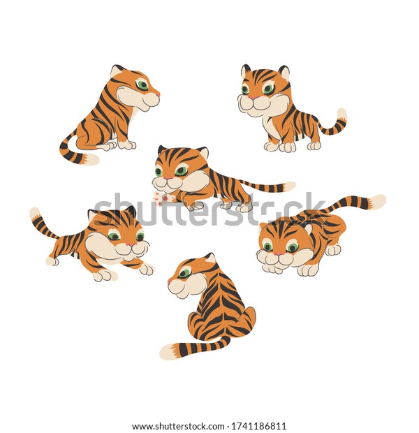 ベクターかわいい虎 虎の子猫 ベビートラ トラのクリップアート ベクターイラスト のベクター画像素材 ロイヤリティフリー