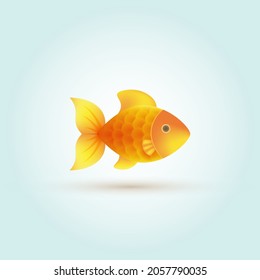 Vector adorable pequeño ícono de pez dorado. Ilustración aislada de peces acuarios