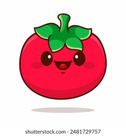 Vector lindo tomate personaje de dibujos animados ilustración kawaii