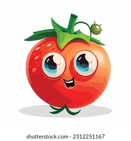 estilo de dibujos animados de tomate lindo vectorial