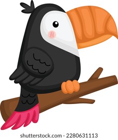eine Vektorgrafik eines süßen Toucan-Vogels