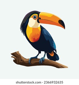 vector cute toucan bird cartoon style