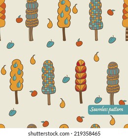 vector cute trees seamless pattern. It can be used for card, postcard, textile design, cover, poster.