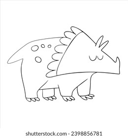 Vector cute Triceratops, drawing for children. Colorful hand drawn dinosaur cartoon style. illustration of dinosaurs isolated on background