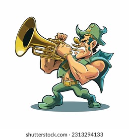 vector cute trumpet cartoon style