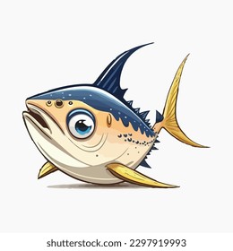 vector cute tuna cartoon style