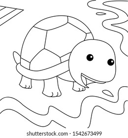 Vector cute Turtle cartoon illustration design for coloring book.