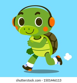 Vector cute turtle runner character running
