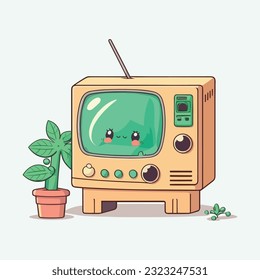 vector cute tv cartoon style